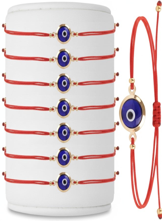 BCS Evil Eye Bracelets Adjustable Red String Amulet for Women Men Authentic Turkish Handmade Glass Bead Good Luck Protection Charm One Size Fits All - Navy Blue (8 Pieces) - Image 1